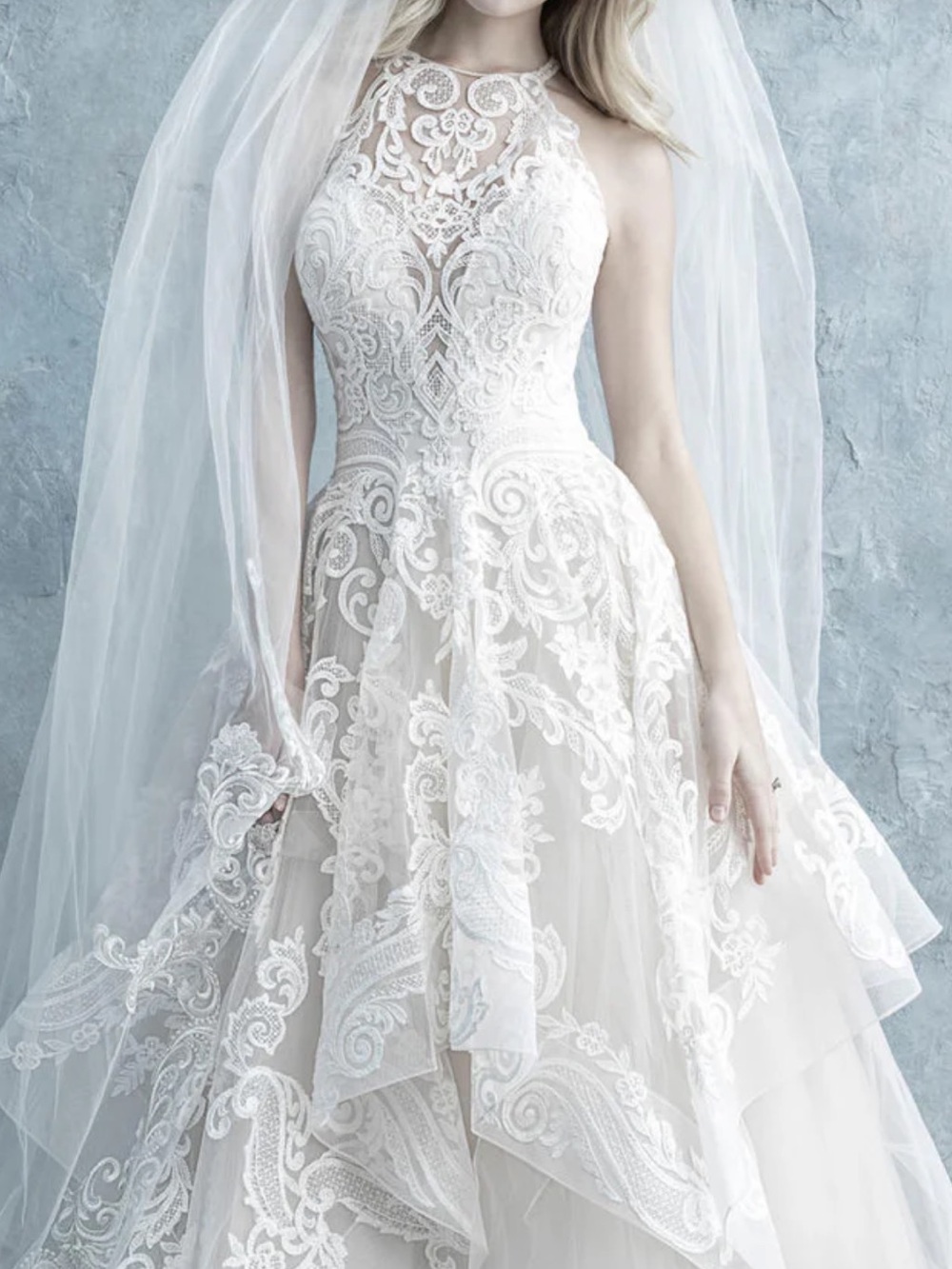 Allure 9652 - NWT Halter Lace Applique Ball Gown Wedding Dress in Ivory - Picture 10 of 10